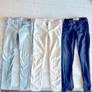 3 pairs of Girls stretch jeans 2 Abercrombie 1 Hollister!